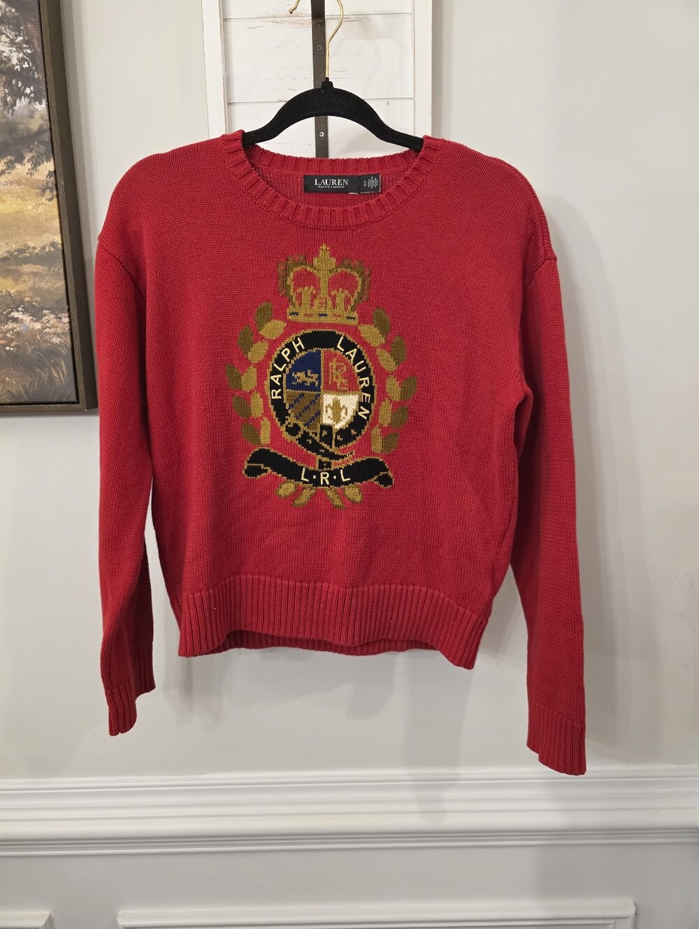 Authentic Lauren Ralph Lauren Crewneck Logo Pull On Sweater Size Large - Picture 2 of 13